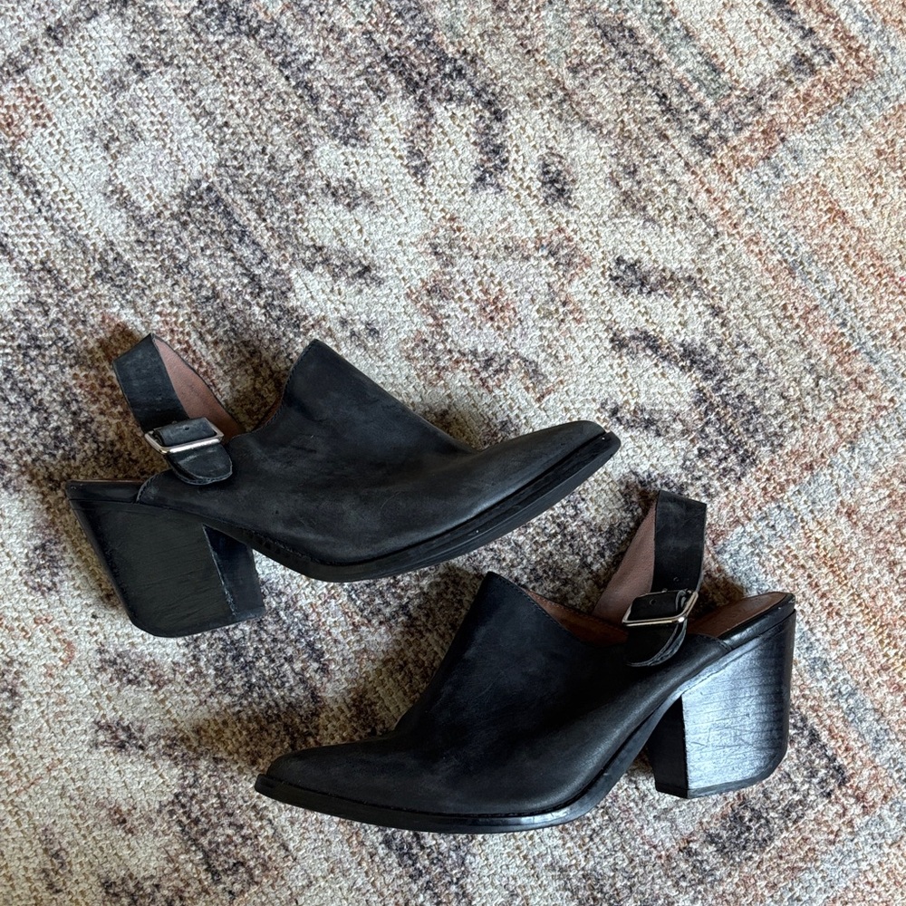 Jeffrey Campbell Black Leather Mules